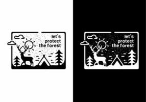 proteggere l'illustrazione artistica della linea della foresta vettore