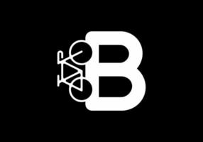 bianco nero colore della lettera b iniziale con bicicletta vettore