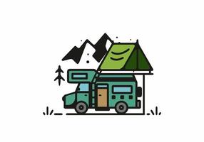 semplice illustrazione di campeggio camper vettore