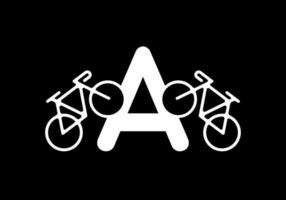 colore bianco nero di una lettera iniziale con bicicletta vettore