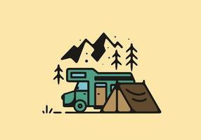 semplice illustrazione di campeggio camper vettore