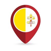 puntatore della mappa con il paese città del vaticano. bandiera della città del vaticano. illustrazione vettoriale. vettore