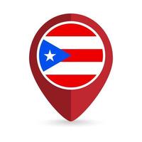 puntatore mappa con paese porto rico. bandiera portorico. illustrazione vettoriale. vettore
