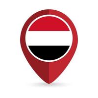 puntatore della mappa con contry yemen. bandiera yemenita. illustrazione vettoriale. vettore
