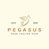 concetto di design del logo pegasus semplice linea arte. ispirazione per il logo del marchio dell'azienda per innovare il cavallo pegasus o il cavallo volante vettore