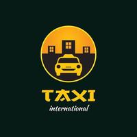 vettore del modello di progettazione di logo di concetto internazionale di taxi. adesivo emblema logo taxi cerchio