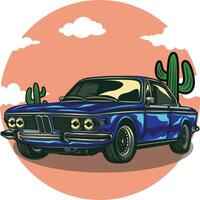 un'auto classica nel disegno di illustrazione vettoriale 2