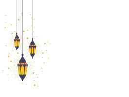 lanterne appese colorate per il mese sacro islamico, ramadan kareem vettore