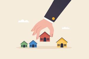 scegliere una nuova base di casa in base al budget, al reddito o al concetto di stile di vita. p vettore