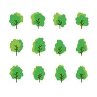 set di icone dell'albero di raccolta. set piatto di icone vettoriali albero su sfondo bianco