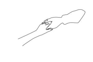 mani che tengono il gesto. icona grafica del gesto della mano a linea continua singola. semplice doodle di una linea per il concetto di campagna mondiale. illustrazione vettoriale isolato design minimalista su sfondo bianco