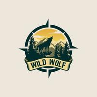 illustrazione vettoriale del logo del lupo selvatico vintage