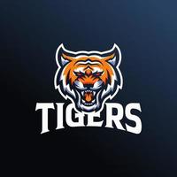 illustrazione della testa di tigre per lo sport e il logo di gioco vettore