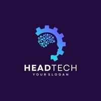 testa umana tecnologia intelligente vettore logo, cervello umano tipo di logo artificiale, icona vettore, smart tech logo vettore