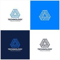 il moderno logo della tecnologia esagonale progetta il vettore del concetto, il modello del logo della tecnologia esadecimale