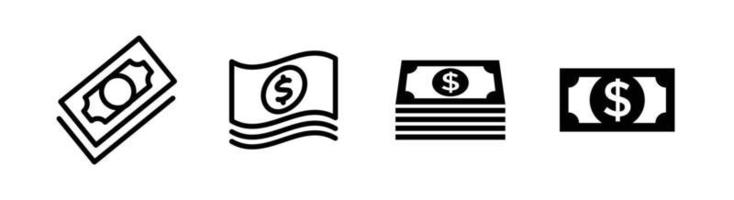 design dell'icona dei soldi del dollaro, stile delineato e piatto, elemento di design relativo al pagamento vettore