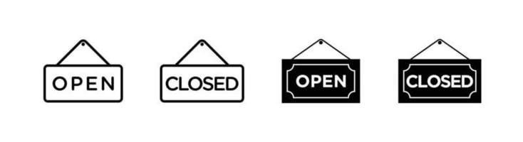 segno aperto e chiuso, elemento di design icona avviso negozio vettore