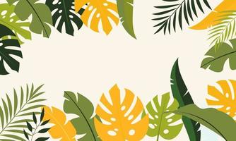 vettore di sfondo di foglie tropicali piatte