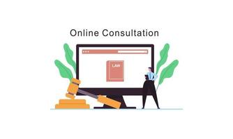 servizio online di consulenza legale, illustrazione vettoriale del sito Web dell'avvocato