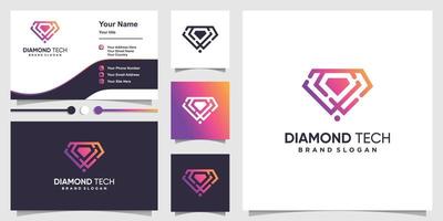 logo diamond tech con vettore premium in stile line art semplice e unico