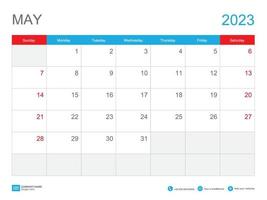 maggio 2023 modello-calendario 2023 design, calendario da tavolo modello 2023, pianificatore semplice, settimana inizia domenica, cancelleria, calendario da parete, stampa, pubblicità, illustrazione vettoriale