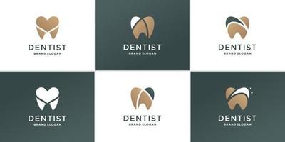 set di logo dentista astratto con elementi creativi diversi concetto vettore premium