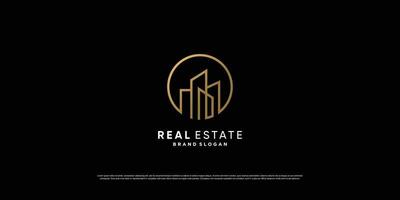 design del logo immobiliare dorato di lusso con concetto di linea vettore