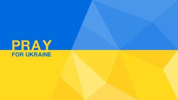 prega per l'ucraina sullo sfondo del poligono della bandiera, struttura del poligono della bandiera dell'ucraina, no war in ucraine concept, design flyer brochure, banner blu e giallo, illustrazione vettoriale