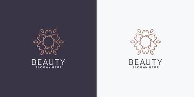 logo del fiore astratto di bellezza con parte 2 di vettore di stile di arte linea creativa