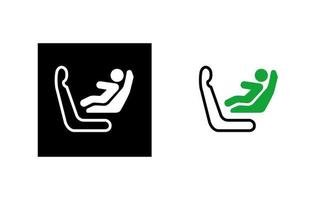 la direzione di utilizzo del seggiolino dell'auto. icona del sedile isofix del bambino dell'auto. silhouette e logo originale lineare. icona del segno di stile contorno semplice. illustrazione vettoriale isolato su sfondo bianco. eps