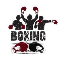 illustrazione di un concetto di tre combattenti per il logo di boxe vettore