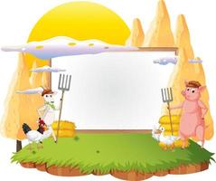 modello di banner vuoto con animali da fattoria vettore