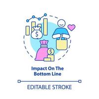 impatto sull'icona del concetto di linea di fondo. reddito finale. i vantaggi del servizio clienti illustrazione al tratto sottile dell'idea astratta. disegno di contorno isolato. tratto modificabile. vettore
