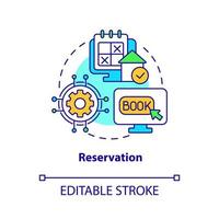 icona del concetto di prenotazione. servizio di prenotazione. modulo di gestione della proprietà astratta idea linea sottile illustrazione. disegno di contorno isolato. tratto modificabile. vettore