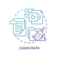 icona del concetto di gradiente blu dati puliti. marketing digitale. illustrazione di linea sottile di idea astratta di contenuto di alta qualità. disegno di contorno isolato. vettore