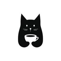 illustrazione vettoriale di gatto caffè logo design