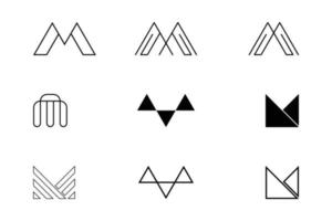 set di monogramma lettera m logo disegno vettoriale