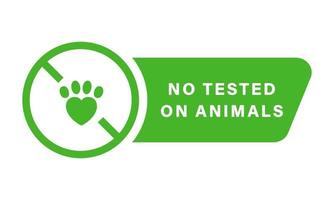 impronta della zampa nel cuore non icona della siluetta di test sugli animali. non testato su animali in laboratorio, timbro verde cruelty free. ingrediente non testato su animali impronta segno. illustrazione vettoriale isolata.