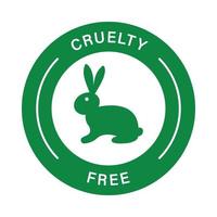 icona verde silhouette cruelty free. pittogramma non testato su animali. non sperimentare sul coniglio, simbolo del coniglietto. prodotto con ingredienti naturali, nessun segno di crudeltà. francobollo vegano. illustrazione vettoriale isolata.