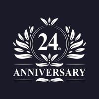 Logo dell'anniversario di 24 anni, lussuosa celebrazione del design del 24° anniversario. vettore