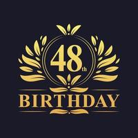 logo di lusso per il 48° compleanno, celebrazione di 48 anni. vettore