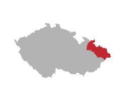 mappa ceca con evidenziazione rossa della regione morava della Slesia su sfondo bianco vettore