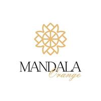 linea mono motivo mandala con logo creativo di frutta arancione vettore