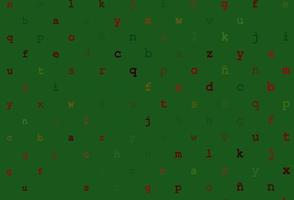 sfondo vettoriale verde chiaro, rosso con segni di alfabeto.