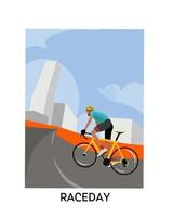 illustrazione grafica vettoriale del ciclista su strada, gara, adatto per sfondo, banner, poster, ecc.