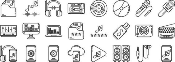 set di icone di musica audio con sfondo trasparente vettore