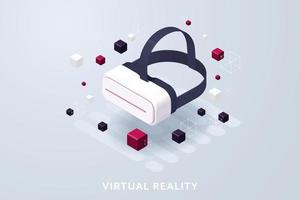 occhiali per realtà virtuale con oggetti fluttuanti vettore