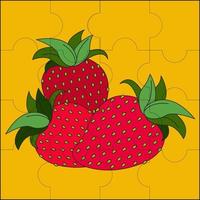 frutta fragola adatta per l'illustrazione vettoriale di puzzle per bambini