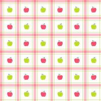 carino metà mela frutta verdura elemento rosa rosso verde striscia rigato linea inclinazione scacchi plaid tartan bufalo scott percalle modello piatto cartone animato vettore senza soluzione di continuità modello stampa sfondo cibo