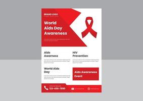 modello di progettazione volantino giornata mondiale contro l'aids. design del poster del volantino di sensibilizzazione del giorno dell'aids. Progettazione del volantino della giornata mondiale contro l'aids del 1 dicembre. vettore